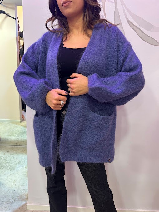 CARDIGAN LANA E MOHAIR CON CINTURA