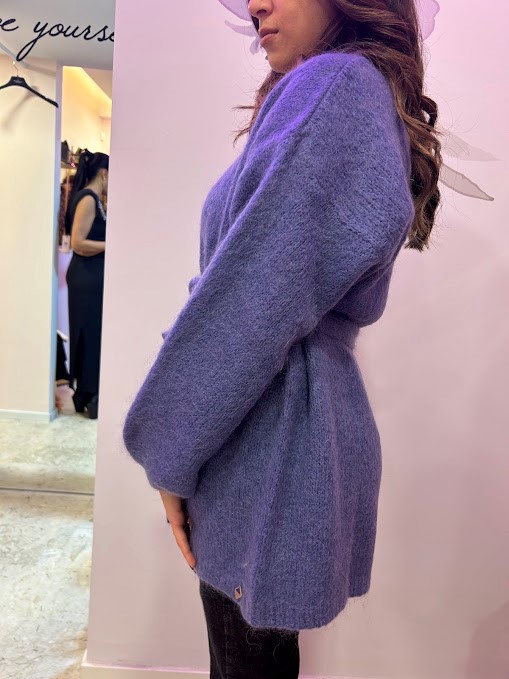 CARDIGAN LANA E MOHAIR CON CINTURA