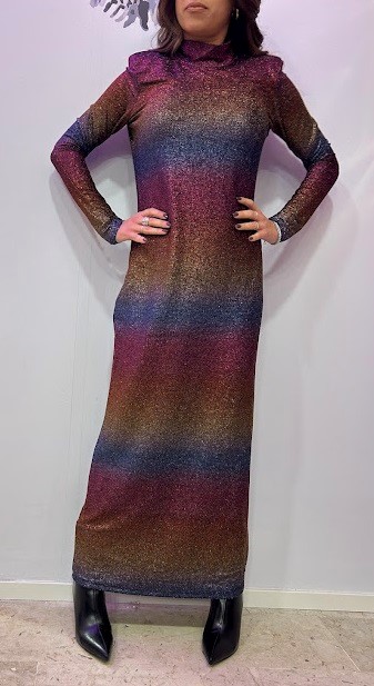 VESTITO MIDI COLLO ALTO LUREX
