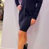 VESTITO CORTO SCOLLO V CON BORCHIE