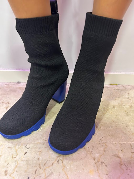STIVALETTO CALZA CON SUOLA BLU
