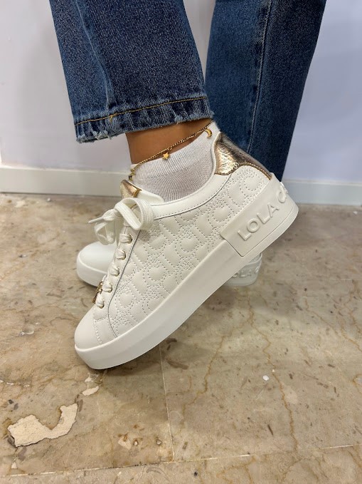 SNEAKERS BIANCA DETTAGLI ORO