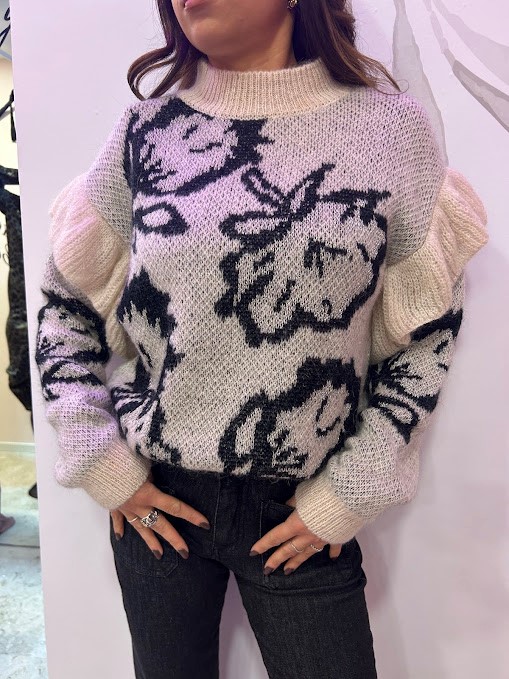 MAGLIA COLLO ALTO A FIORI