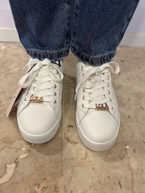 SNEAKERS BIANCA DETTAGLI ORO