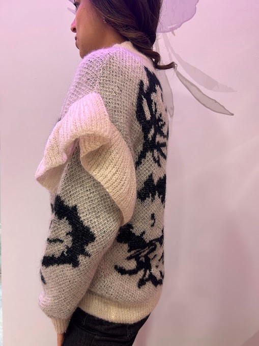 MAGLIA COLLO ALTO A FIORI