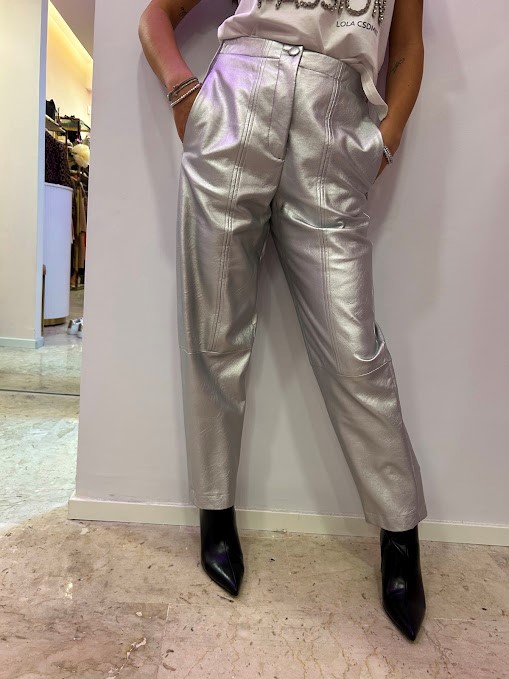 PANTALONE ECOPELLE SILVER