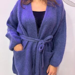 CARDIGAN LANA E MOHAIR CON CINTURA
