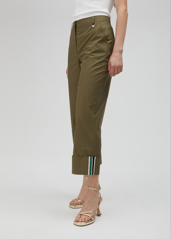 PANTALONI POPELINE ORLO RISVOLTO