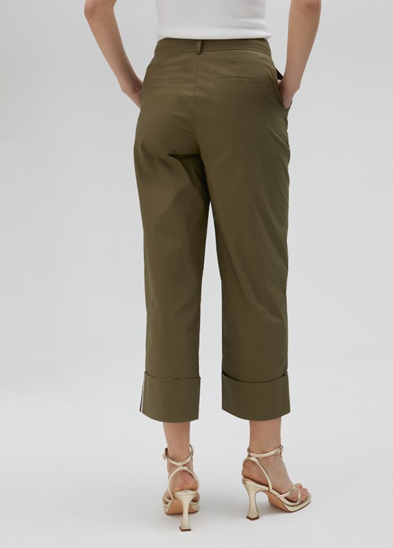 PANTALONI POPELINE ORLO RISVOLTO