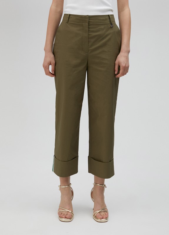 PANTALONI POPELINE ORLO RISVOLTO