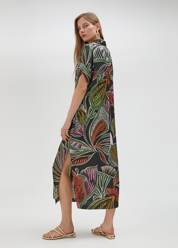 VESTITO CHEMISIER STAMPA TROPICALE