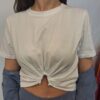 T-SHIRT CROP ARRICCIATURA