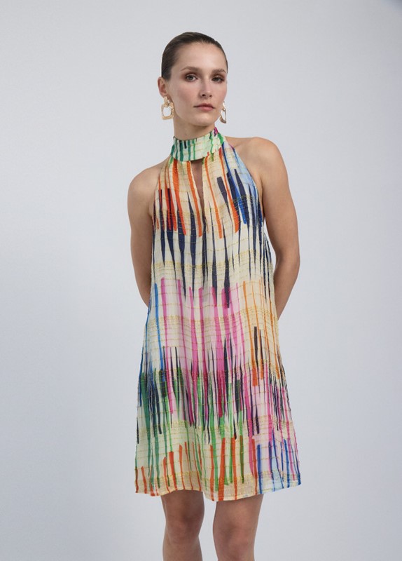 VESTITO HALTER CORTO STAMPATO