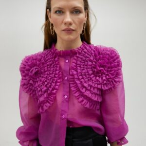 CAMICIA CROP CON DETTAGLIO FLOREALE