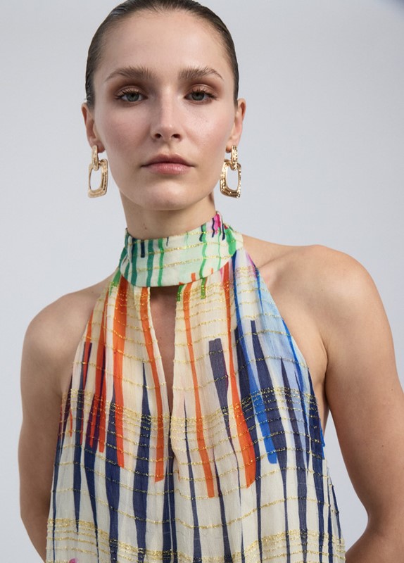 VESTITO HALTER CORTO STAMPATO