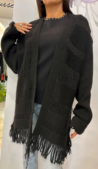 CARDIGAN LUNGO CON FRANGE