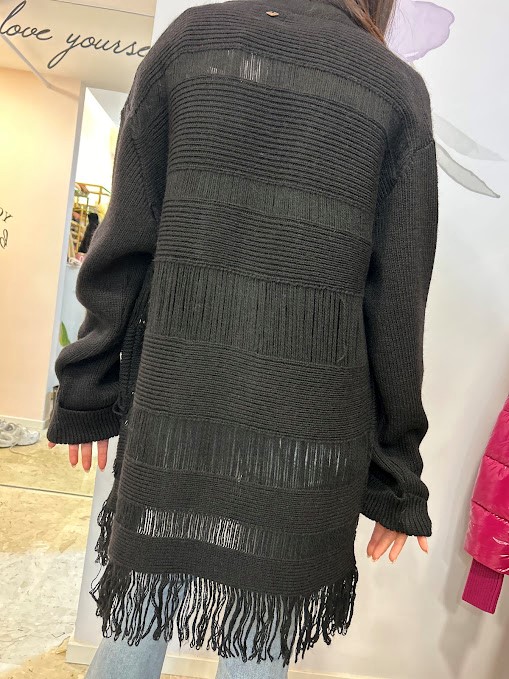 CARDIGAN LUNGO CON FRANGE