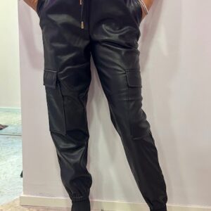 PANTALONE CARGO EFFETTO PELLE