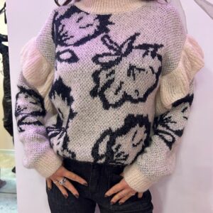 MAGLIA COLLO ALTO A FIORI