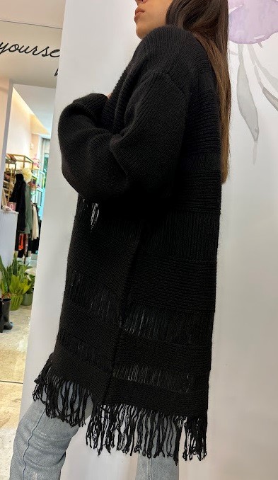 CARDIGAN LUNGO CON FRANGE