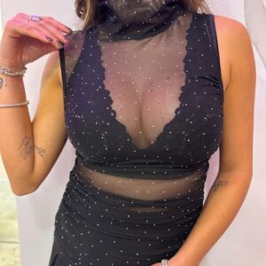 TOP VELATO CON STRASS