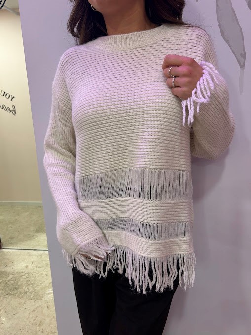 MAGLIA 50% LANA CON FRANGE