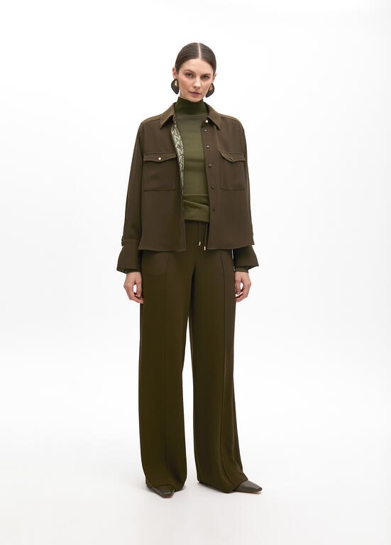 PANTALONI DRITTI CON ELASTICO E NERVATURA CENTRALE