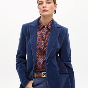 GIACCA IN VELLUTO DENIM DETTAGLI LATERALI