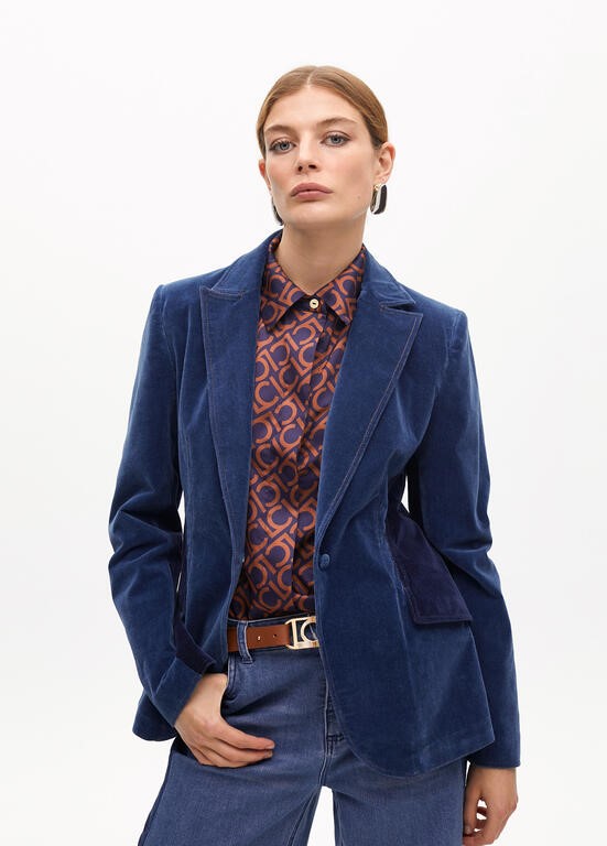 GIACCA IN VELLUTO DENIM DETTAGLI LATERALI
