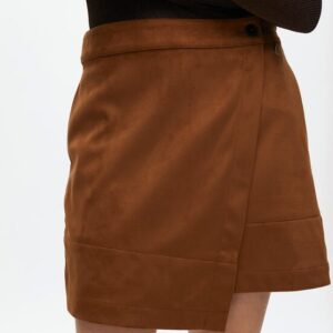 GONNA MINI IN PELLE SCAMOSCIATA CON SPACCO