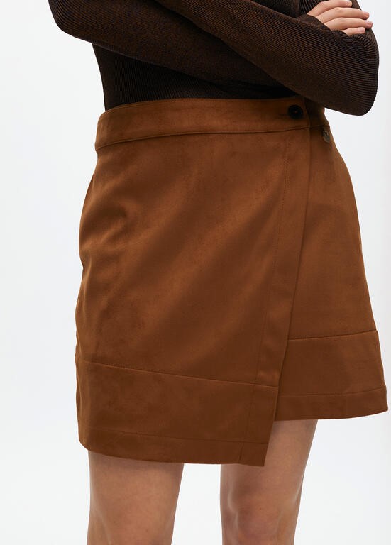 GONNA MINI IN PELLE SCAMOSCIATA CON SPACCO