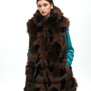 GILET A PELO LUNGO CON INTERNO STAMPATO