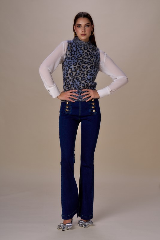 JEANS FLARE NO SECRETS BOTTONI