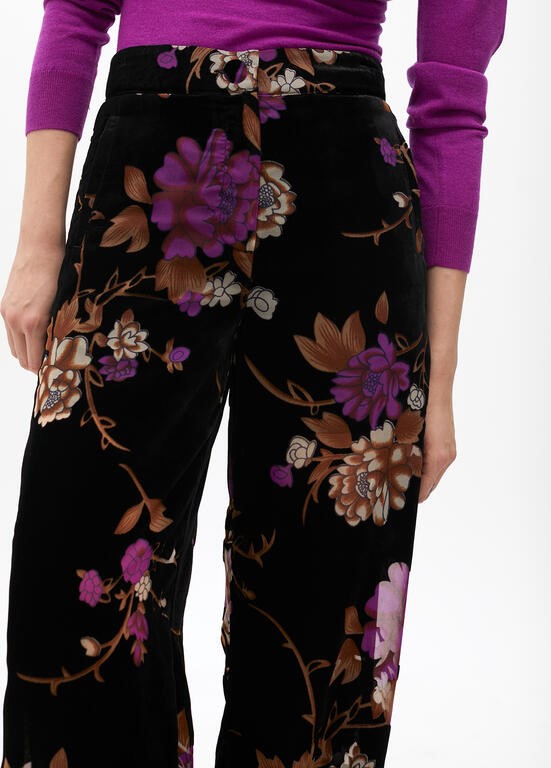 PANTALONE DRITTO DEVORÉ VELLUTO FLOREALE