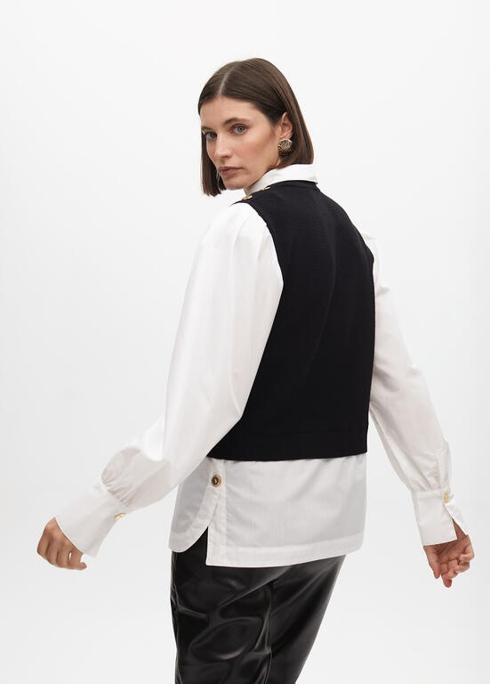 MAGLIONE COMBINATO CON POPELINE