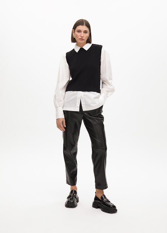 MAGLIONE COMBINATO CON POPELINE