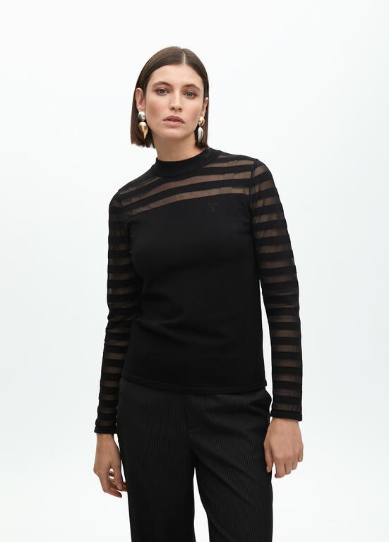 MAGLIA SOTTILE A RIGHE TRASPARENTI