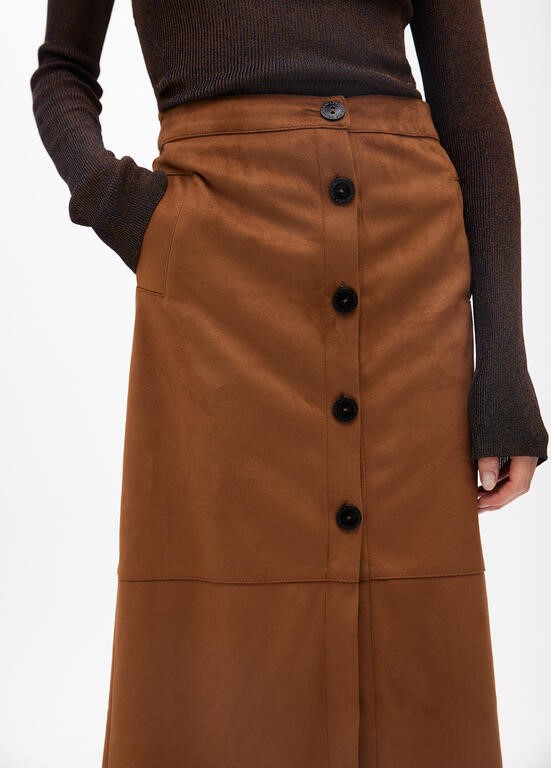 GONNA MIDI TUBINO IN PELLE SINTETICA