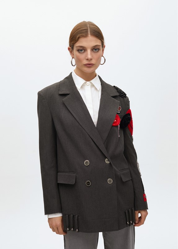 BLAZER DOPPIOPETTO OVERSIZE CON PATCH