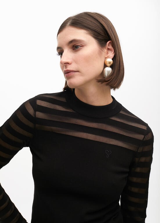 MAGLIA SOTTILE A RIGHE TRASPARENTI