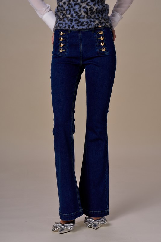 JEANS FLARE NO SECRETS BOTTONI