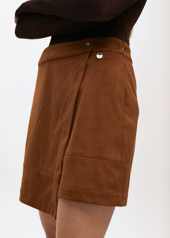 GONNA MINI IN PELLE SCAMOSCIATA CON SPACCO