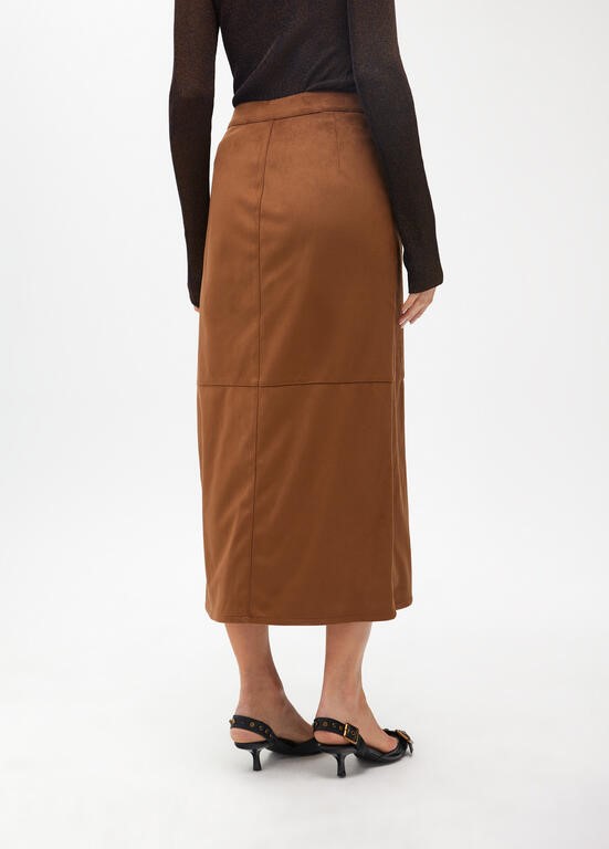 GONNA MIDI TUBINO IN PELLE SINTETICA