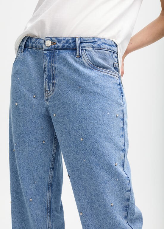 JEANS A VITA ALTA FIT DRITTO CON BRILLANTI