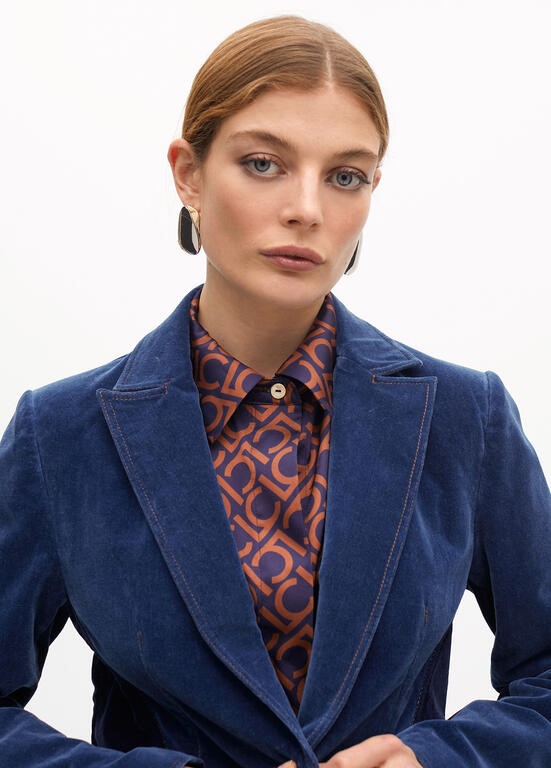 GIACCA IN VELLUTO DENIM DETTAGLI LATERALI