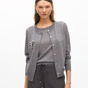 CARDIGAN DUE PEZZI CON GIOIELLO FIOCCO