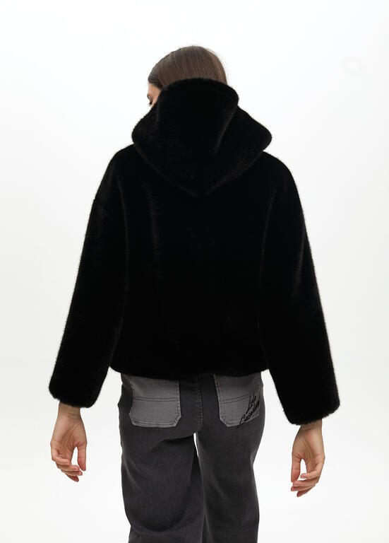 BOMBER CAPPUCCIO IN PELLICCIA SINTETICA