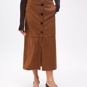 GONNA MIDI TUBINO IN PELLE SINTETICA