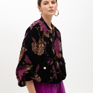 BOMBER IN VELLUTO DEVORÉ CON STAMPA FLOREALE