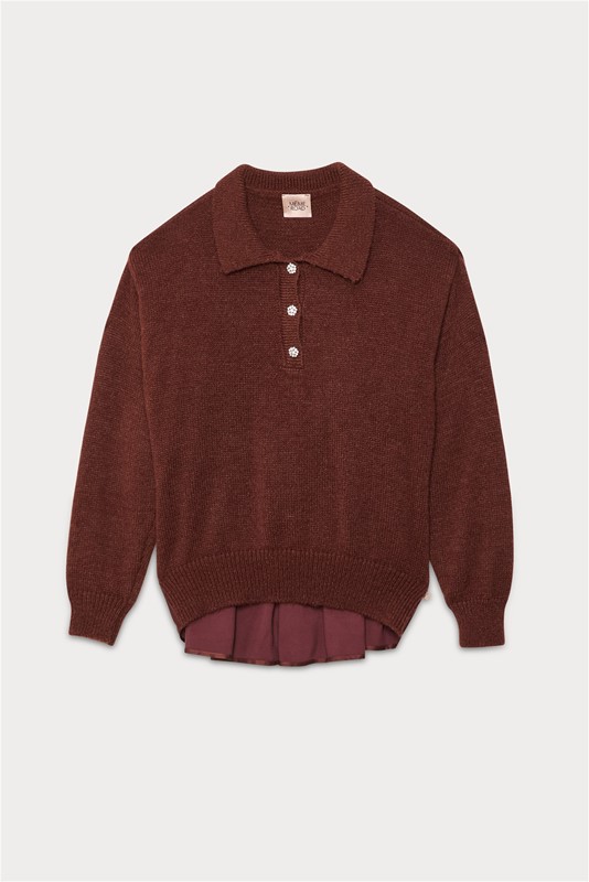 MAGLIA COLLETTO CON BOTTONI GIOIELLO